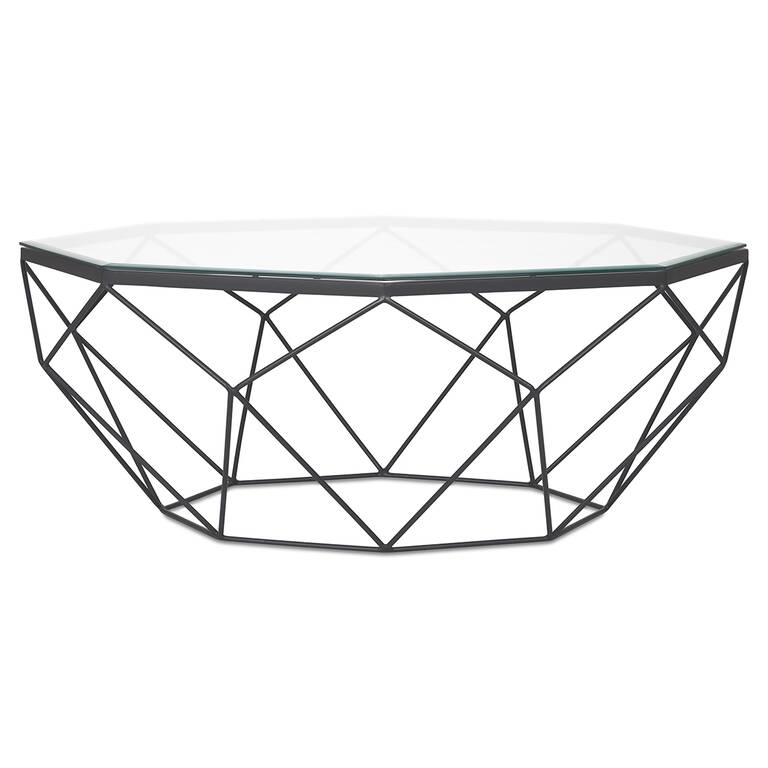 SWT Modern Metal Wire Center Table Tempered Glass Table