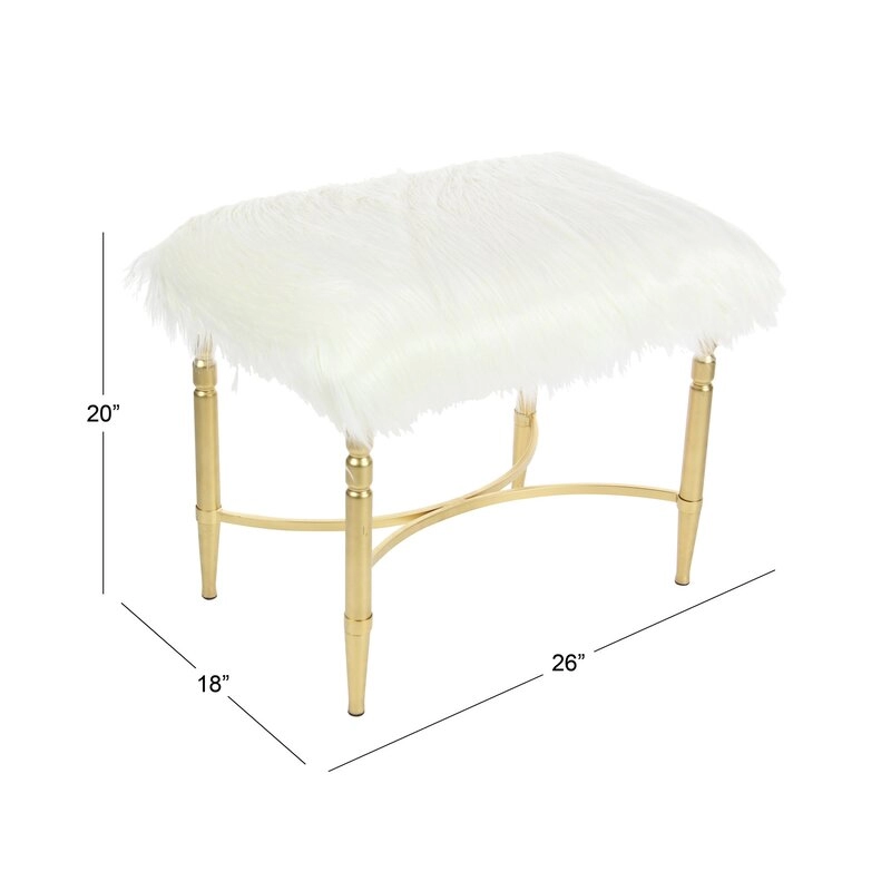 Metal Gold Faux Fur Accent Stool