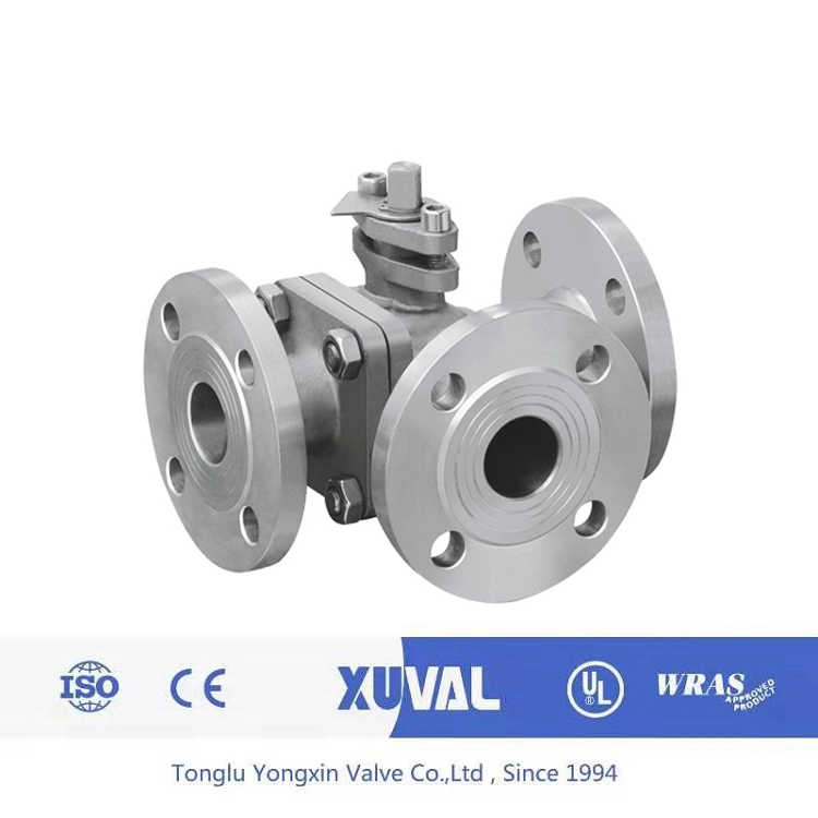 3 way ball valve flange end direct mounting pad