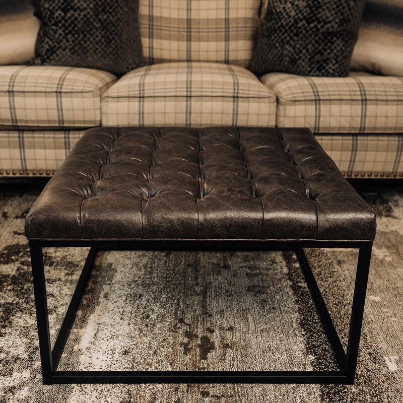SWT Leather Tufted Square Standard Ottoman