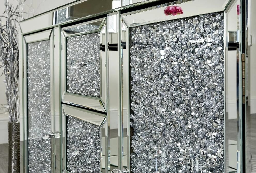 Luxury Livingroom Crushed Diamond Mirror Cabinet