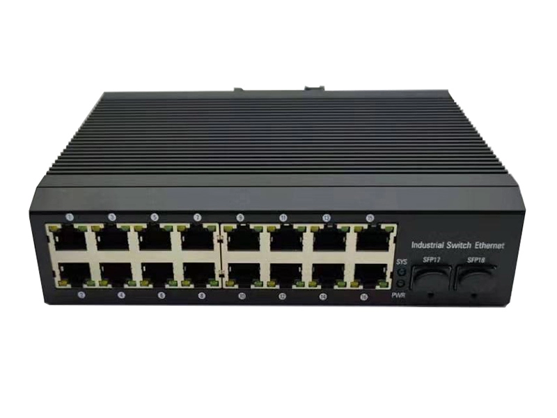 Managed Industrial Switch with 16 x Gigabit RJ45 and 2 x 1Ge SFP Uplinks