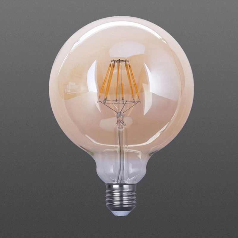 LED filament bulbs G125 Amber color 4W 6W 8W