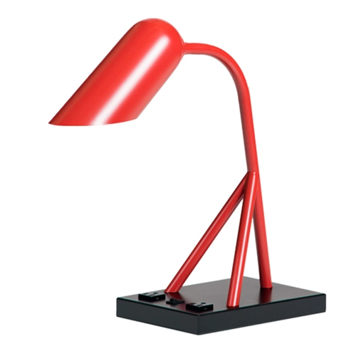 Modern hotel red metal desk lamp with outlets