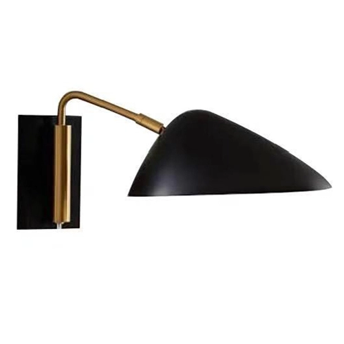 Metal shade black and brass wall sconce for bedroom