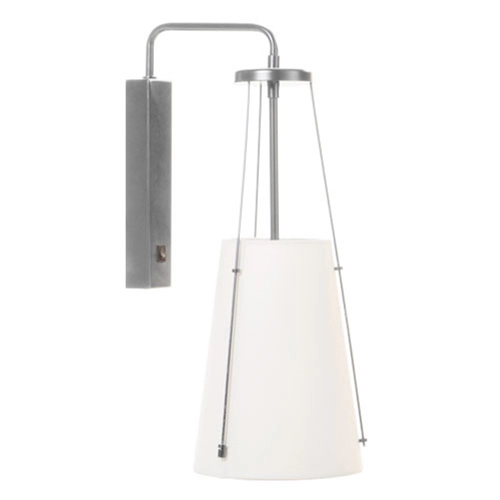 Brushed nickel cone fabric shade wall ligth with rocker switch