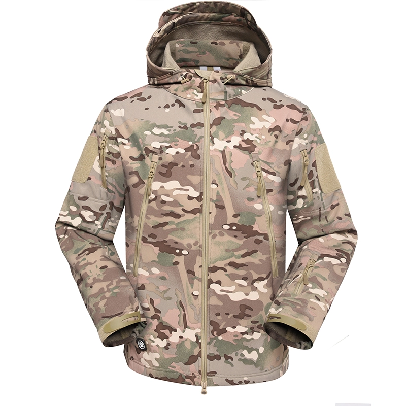 Multi camouflage military winter fleece jacket