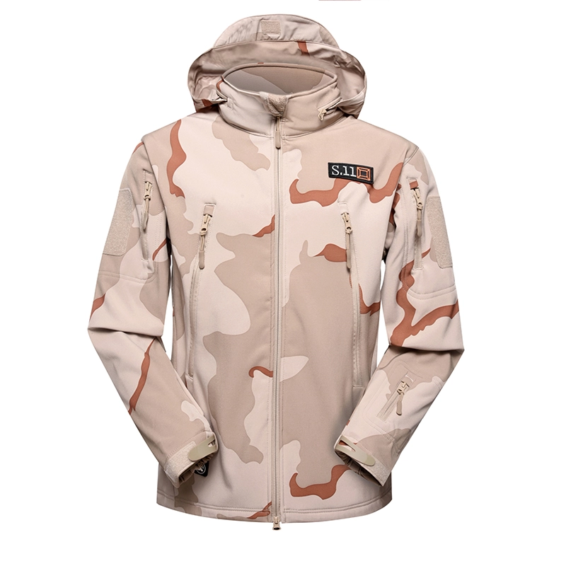 Three desert camouflage military winter fleece jacket