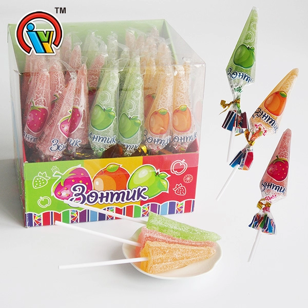 Umbrella Shape Fruity Gummy Lollipop Candy