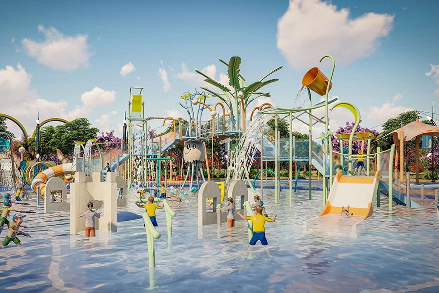 Spray Playground Paddling Pool With Slide