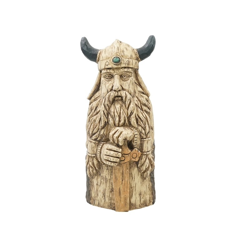 Resin Driftwood Finish Design Viking Pirate with Sword Statue for Decor