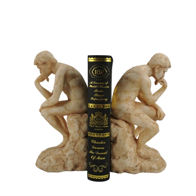 Resin The Thinker statue bookends set