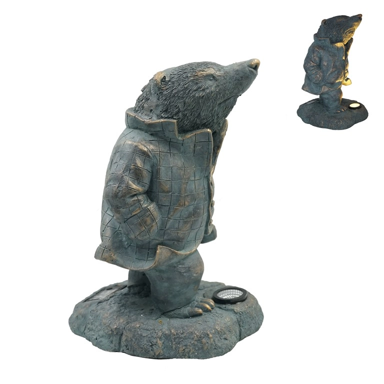 MGO Bronze Mole Solar Garden Figurine