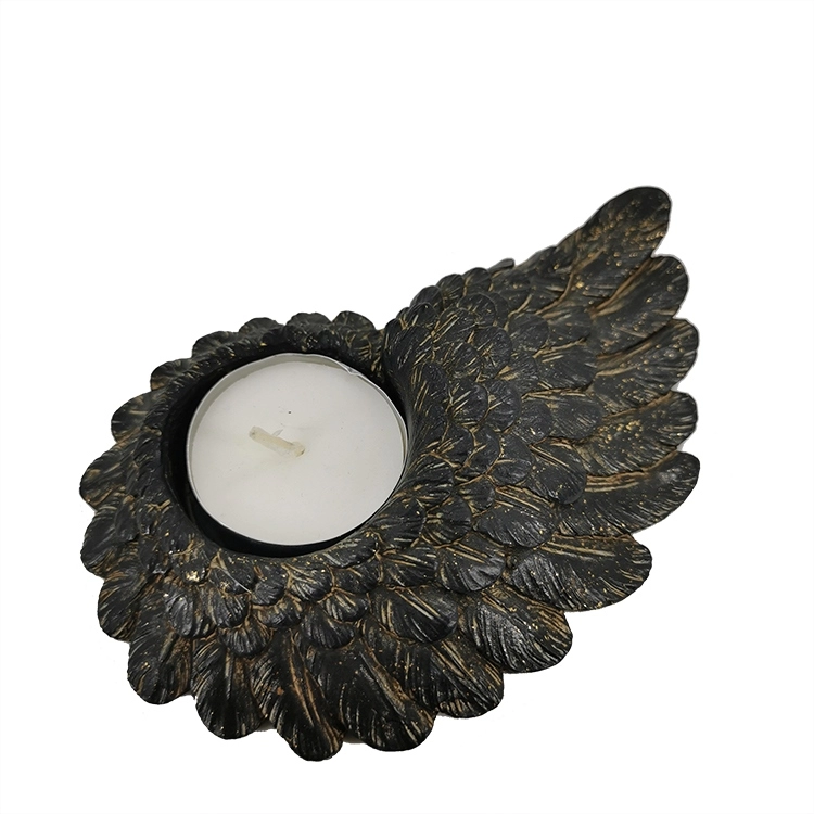 Black Angel Wing Statue Tea Light Candle Holder