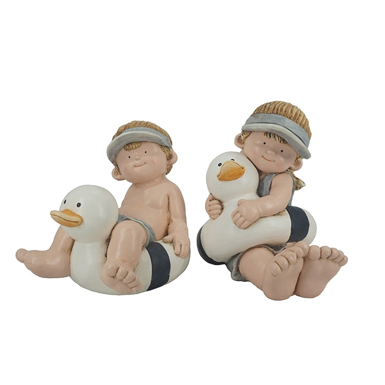 Garden decoration figurines MGO boy&girl with Goose buoy
