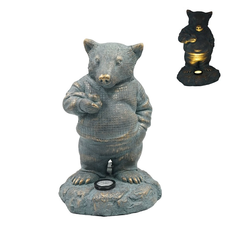 MGO Bronze Polar Bear Solar Garden Figurine