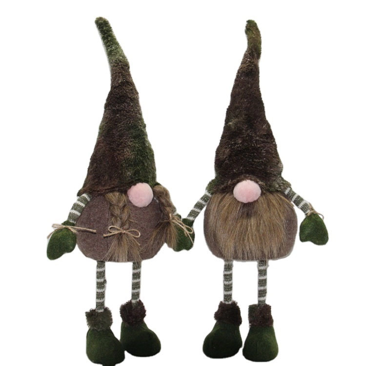 Plush Gnome with Moss Finishing Stuffed Swedish Santa
