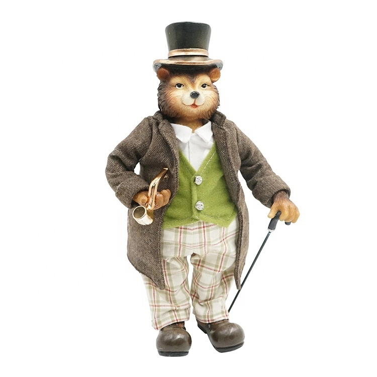 Resin Hedgehog in Clothes With Pipe Anthropoid Animal Figurine