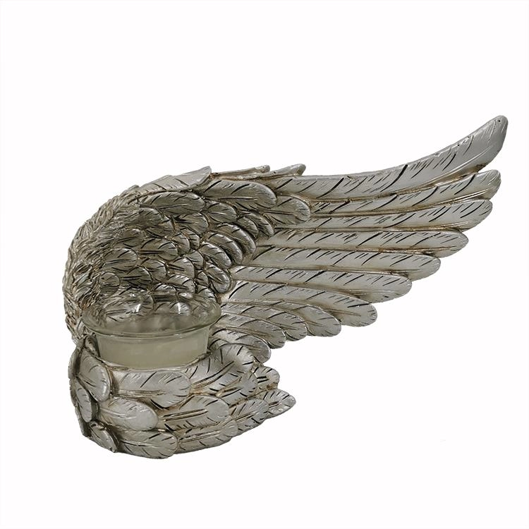 Resin silver Angel wing figurine candle holder