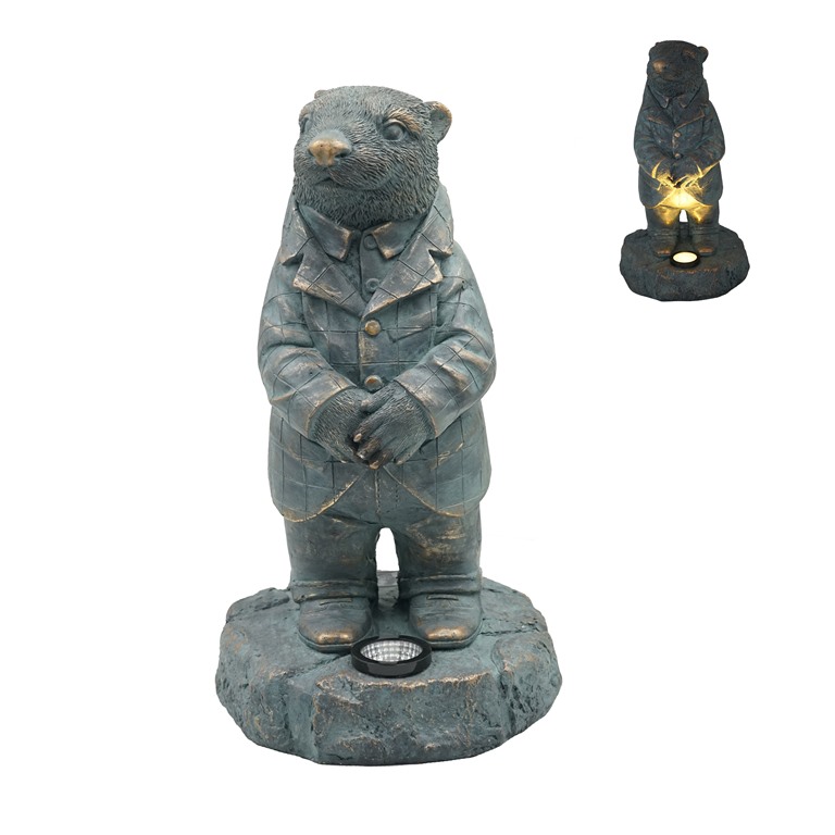 Bronze Otter Solar Garden Figurine