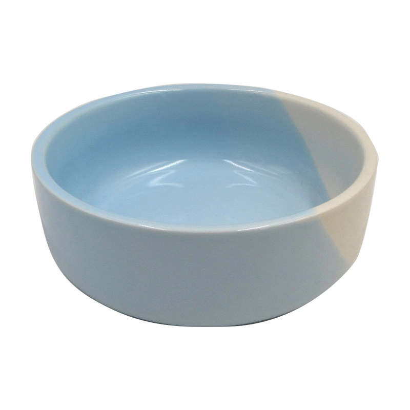 Simple Design Ceramic Blue/Yellow Pet Food Bowls