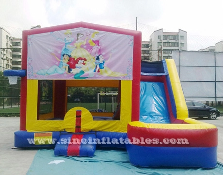 Kids princess inflatable combo bounce house with slide made of lead free material from Guangzhou Inflatables