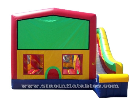 5in1 commercial kids inflatable combo bounce house with slide, basketball hoop N obstacles inside