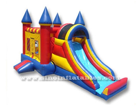 Commercial 5in1 kids inflatable combo bounce house with basketball hoop N slide