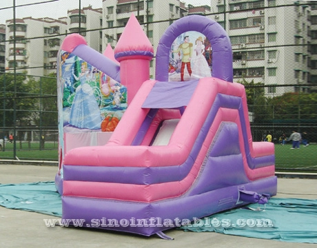 6x5m kids party inflatable princess bouncy castle with slide from Sino Inflatables