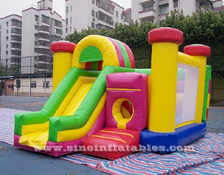 Outdoor kids party inflatable combo bouncy castle with pillars inside made in China inflatable factory