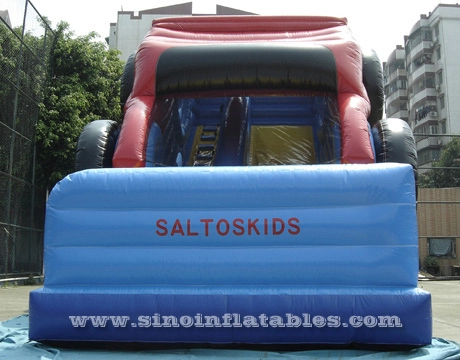 21' high big wheel kids inflatable car slide with full printing for backyard entertainment