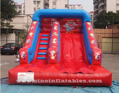 Grand opening red clown kids inflatable slide with full digital printing for sale