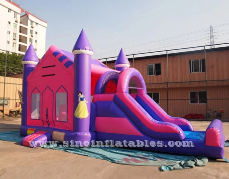 4in1 pink kids party inflatable princess bounce house with slide from Guangzhou Inflatable factory