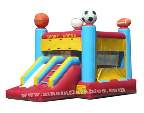 Hot sale kids commercial grade sports theme inflatable combo made of best 0.55mm pvc tarpaulin