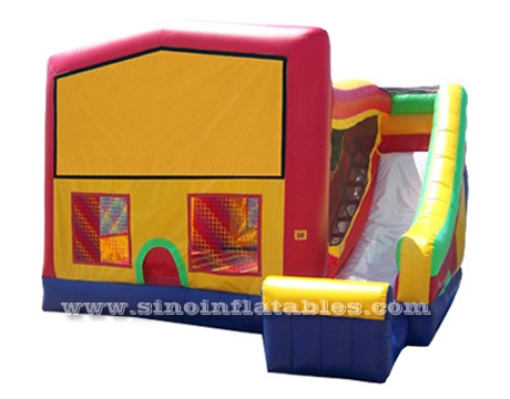 5in1 commercial kids inflatable combo bounce house with slide, basketball hoop N obstacles inside