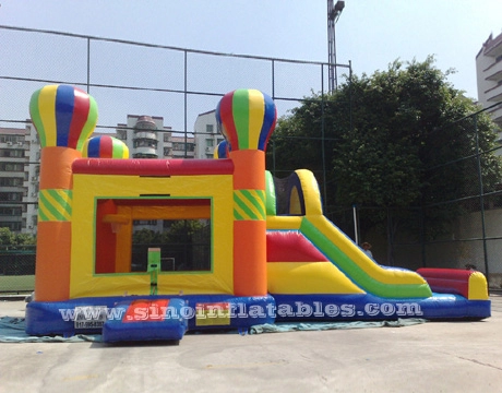 4in1 commercial rainbow balloon kids inflatable bounce house with slide for outdoor fun made from China inflatable factory