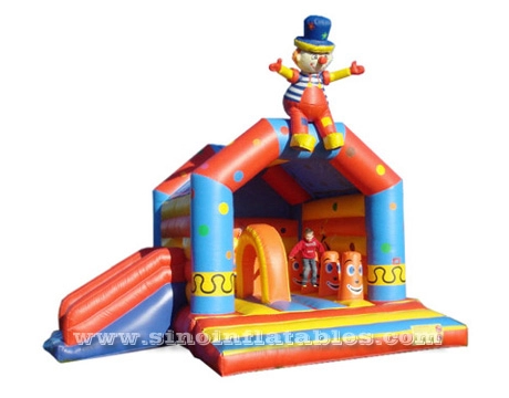 commercial grade kids clown inflatable bouncy castle with slide for ourdoor parties from Sino Inflatables