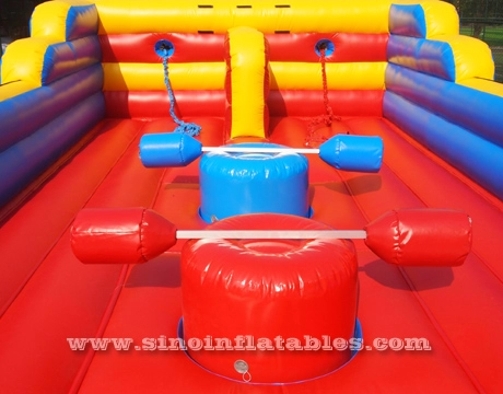 3in1 kids N adults interactive inflatable bungee run with joust poles from China inflatable factory