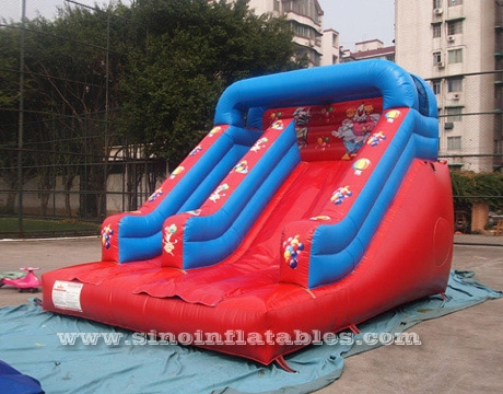 Grand opening red clown kids inflatable slide with full digital printing for sale