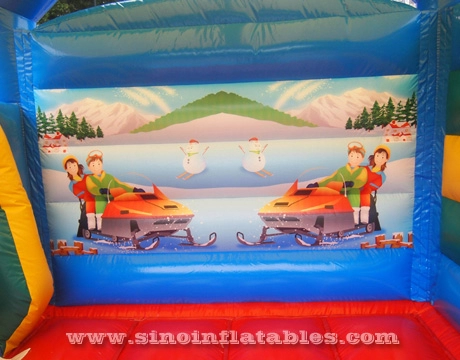 Sports kids inflatable combo bouncy castle with slide certified by EN14960 made of best pvc tarpaulin