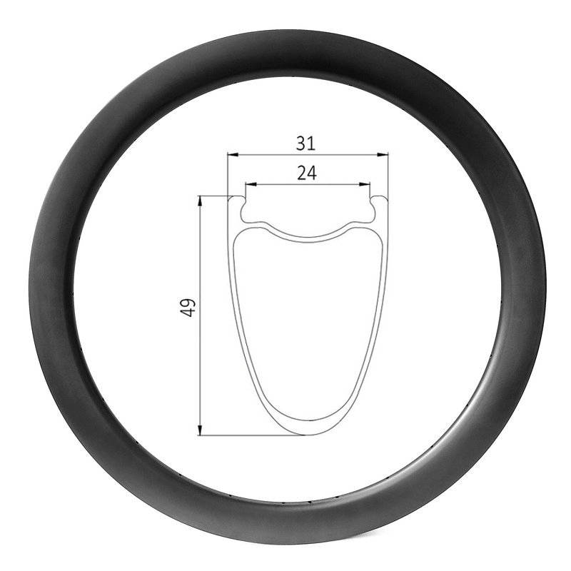700c gravel bike disc 24mm internal width 49mm deep clincher carbon rim