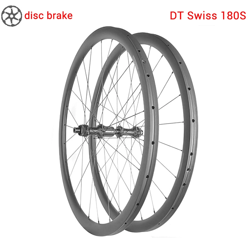 LightCarbon disc brake carbon road tubular wheelset with DT180 hubs