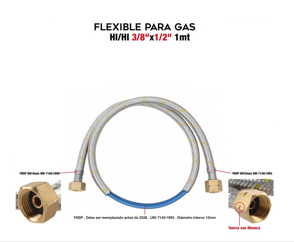 Conector flexible para gas
