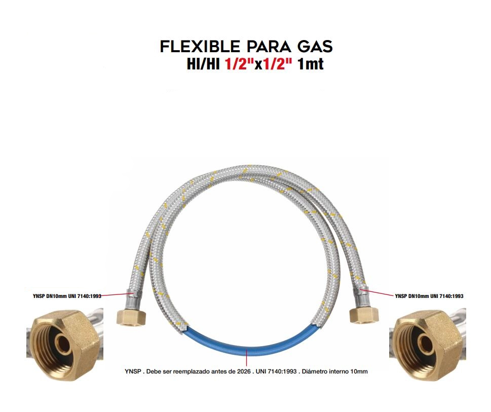 Conector flexible para gas 1/2x1/2