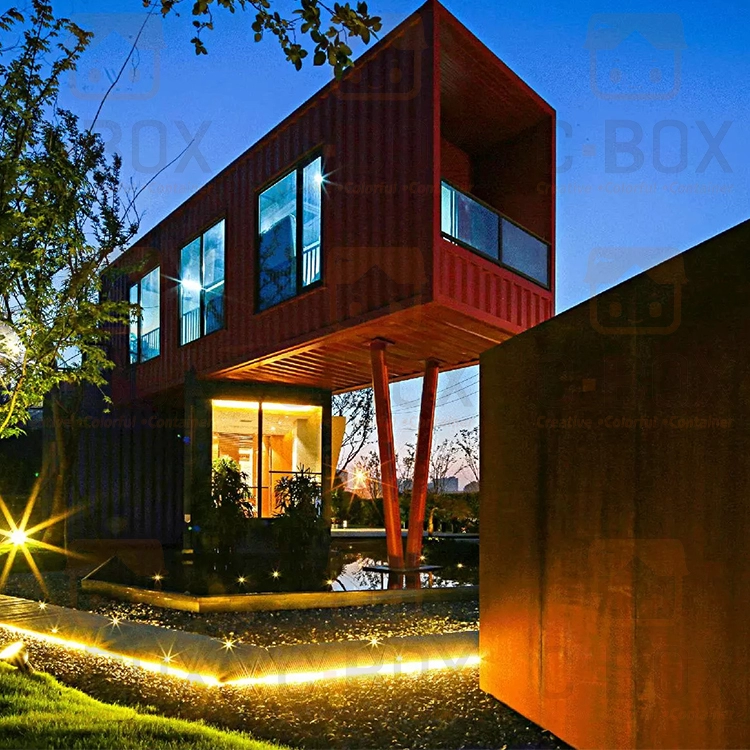 Modular flat pack home converted to office warehouse container