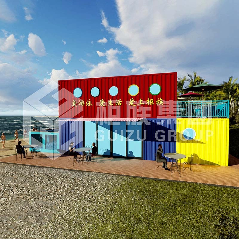Shipping Container swimming pool with rest deck and locker room