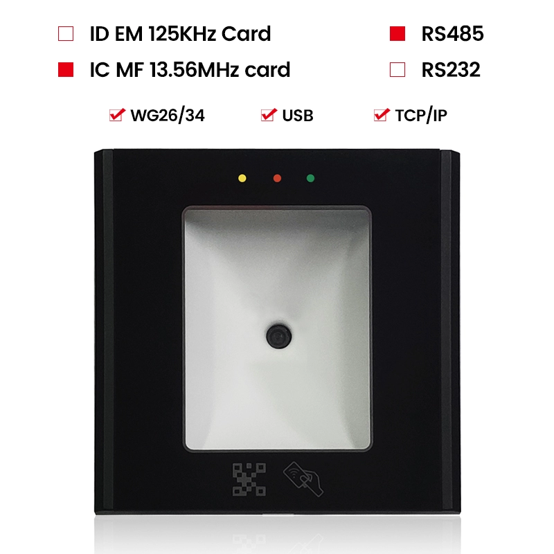 RS485/Mifare 13.56MHZ QR Code and Card Reader for Access Control