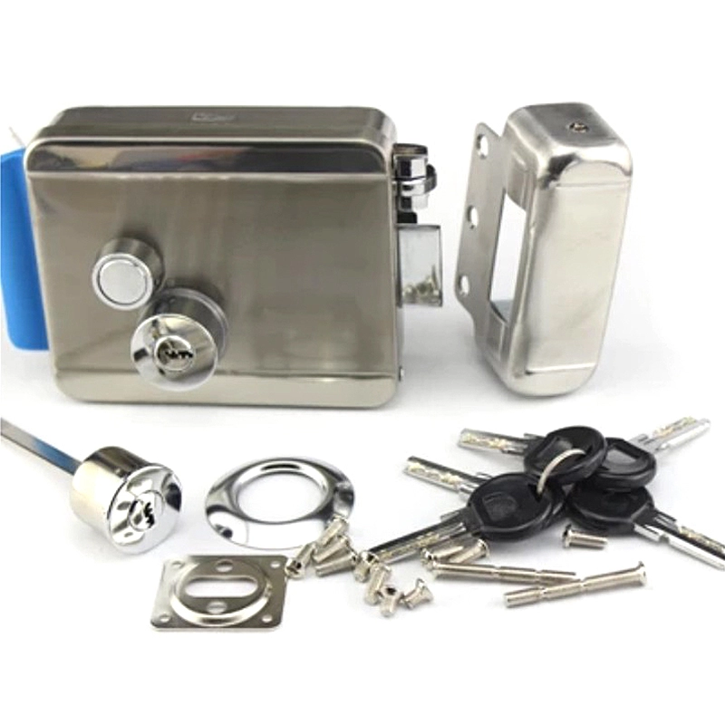 Stainless Steel Brushed Double Cylinder Electric Rim Lock