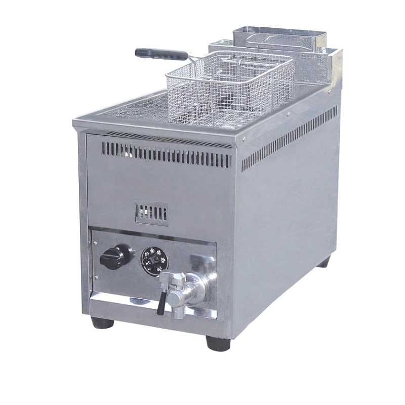 8 Liters Single Tank Gas Fryer with Drain Cock Commercial Countertop