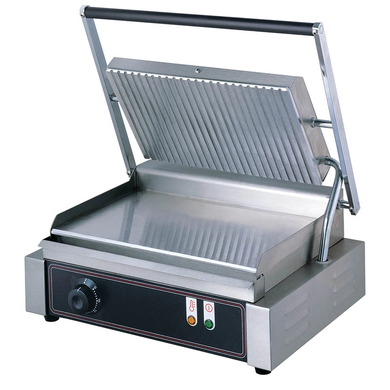 2500Kw Panini Sandwich Grill with Grooved Top and Smooth Bottom Plates Commercial 220V